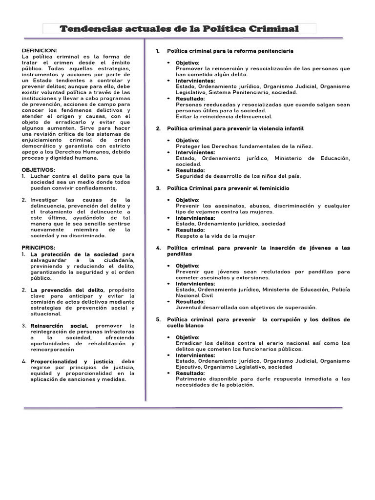 Tendencias Actuales de La Politica Criminal | PDF | Crímenes | Crimen y ...