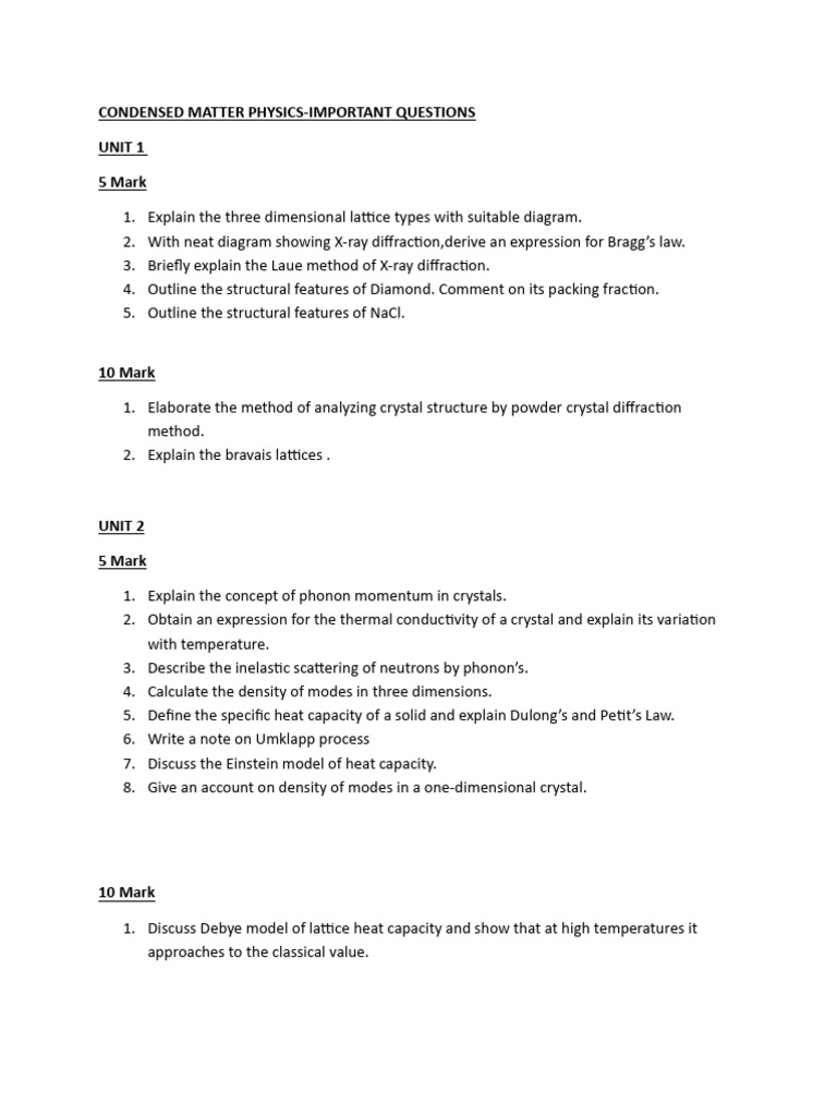 Condensed Matter Physics | PDF | Condensed Matter Physics | Applied And ...