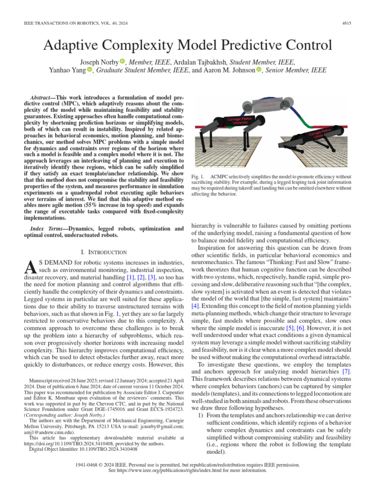 Adaptive MPC for Agile Legged Robots | PDF | Mathematical Optimization ...
