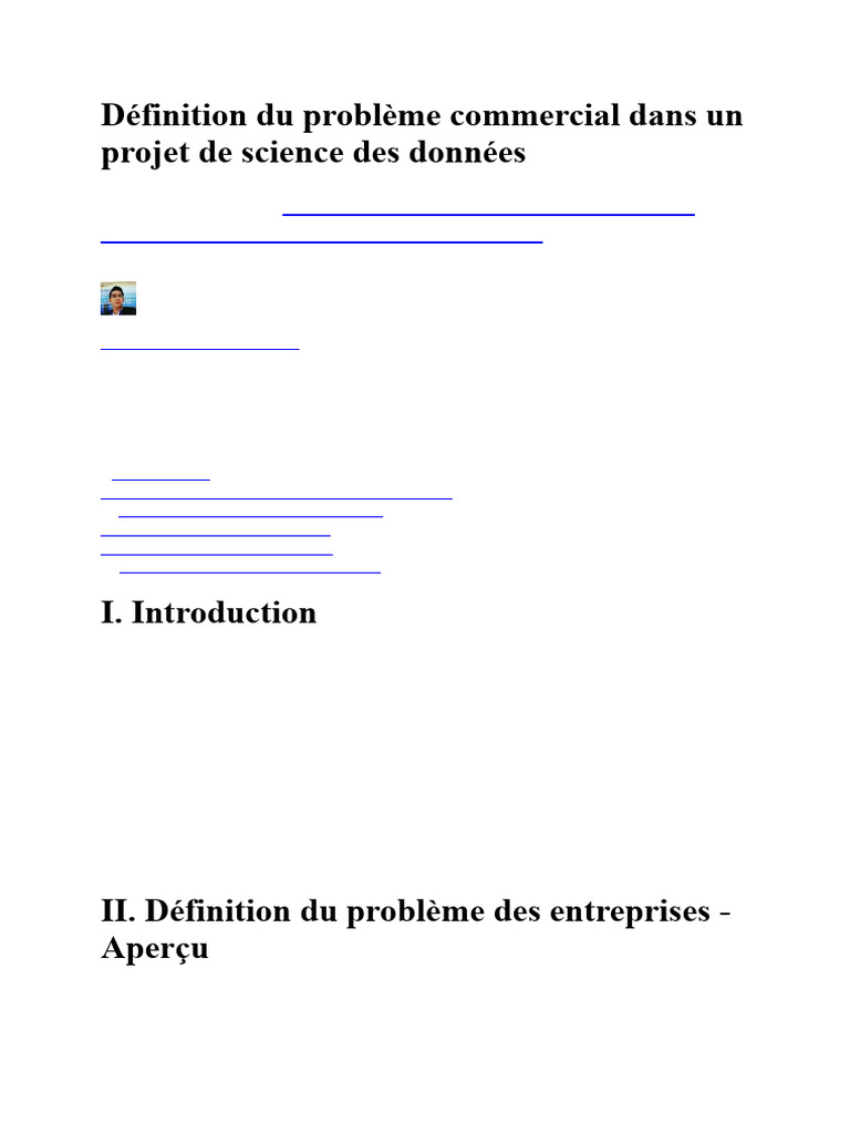 Définition Du Problème Commercial Dans Un Projet de Science Des Données ...