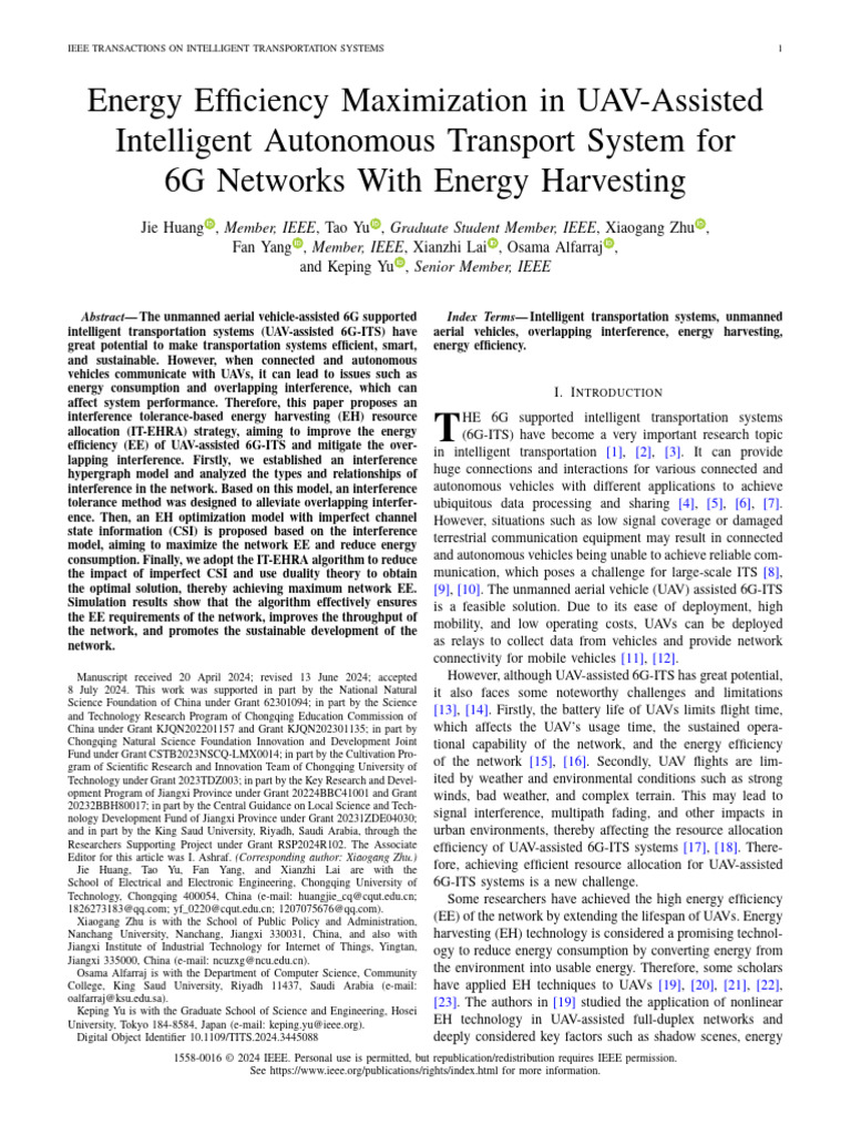 Energy Efficiency in UAV-Assisted 6G-ITS | PDF | Mathematical ...