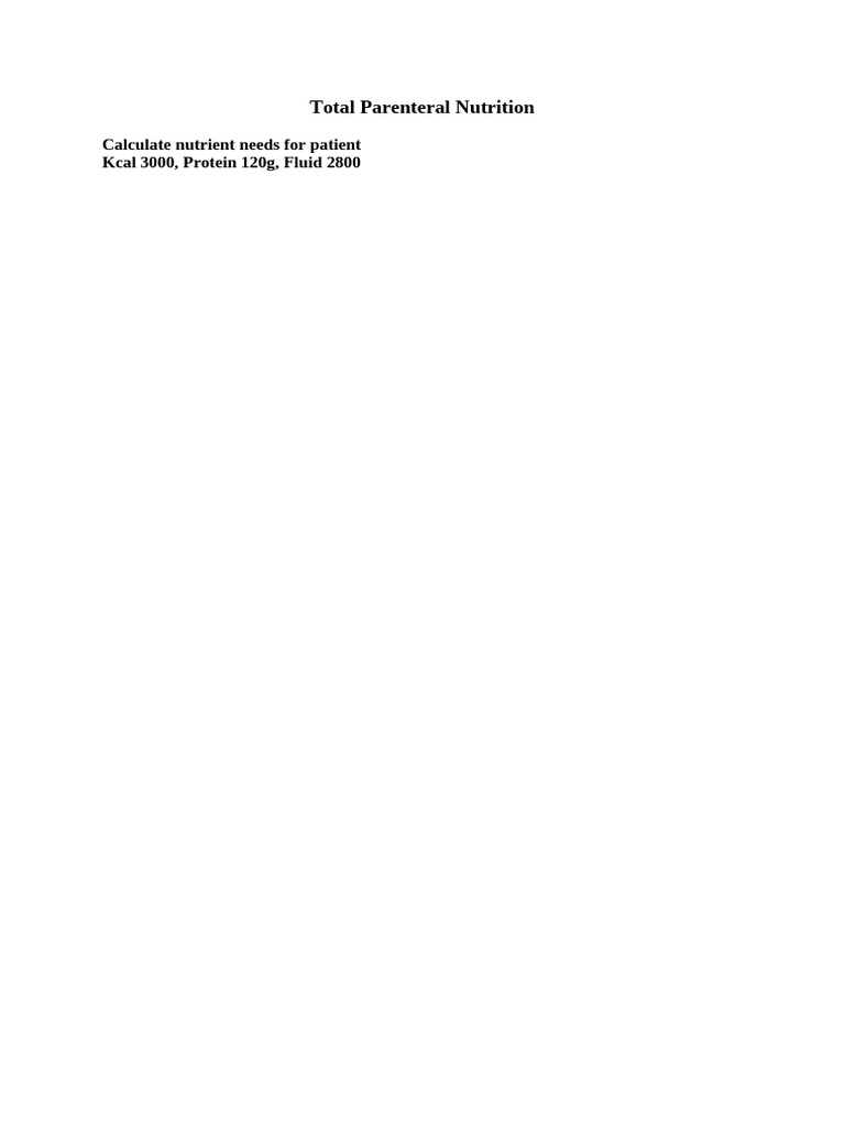 TPN Calculation Cheat Sheet | PDF