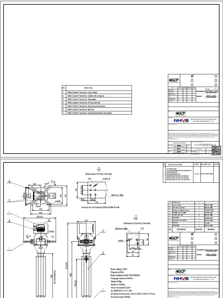 Approved Drawing 145kV CT | PDF | Transformer | High Voltage
