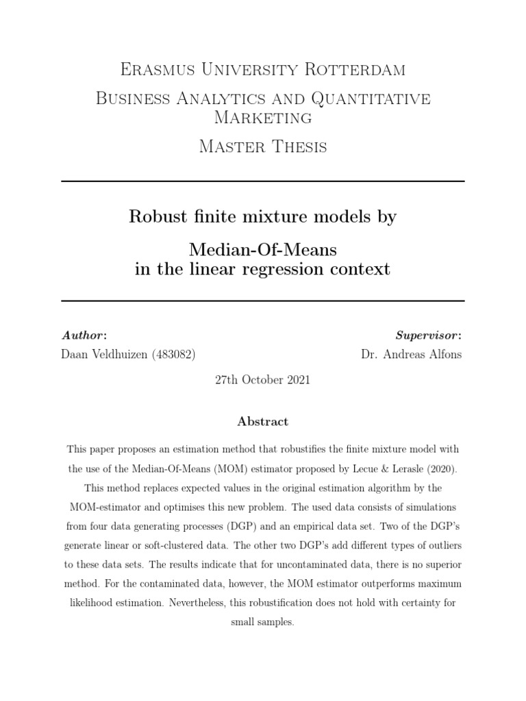 Robust Finite Mixture Models Using MOM | PDF | Robust Statistics ...