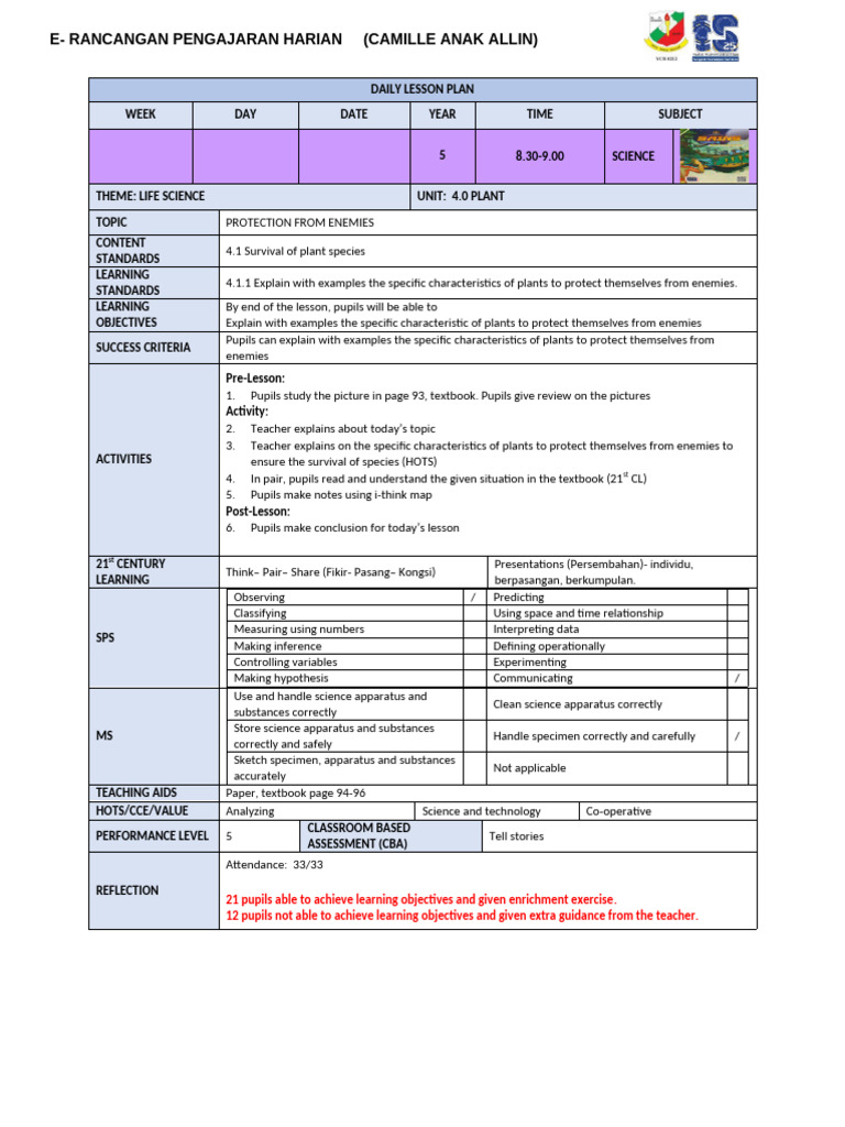 Daily Science Lesson Plans for Students | PDF | Science | Educational ...