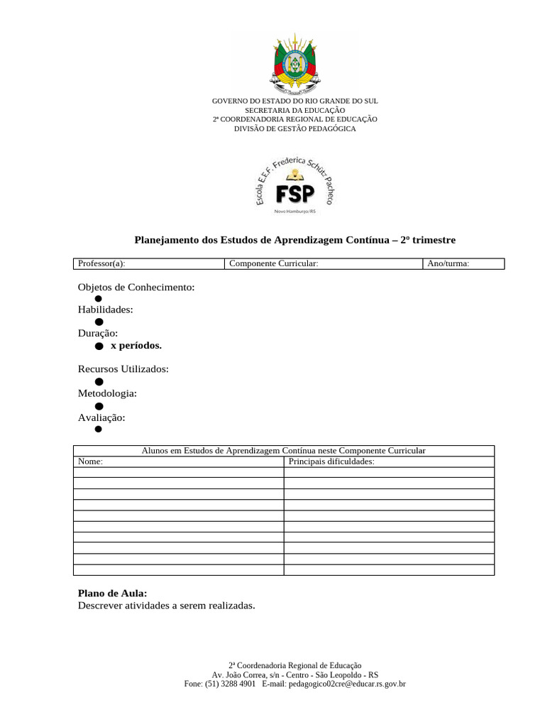Modelo de Planejamento EAC - 2º Trim. | PDF