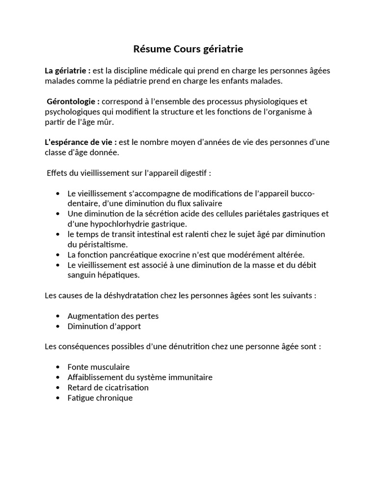 Comprendre la gériatrie et le vieillissement | PDF | Estomac | Peau