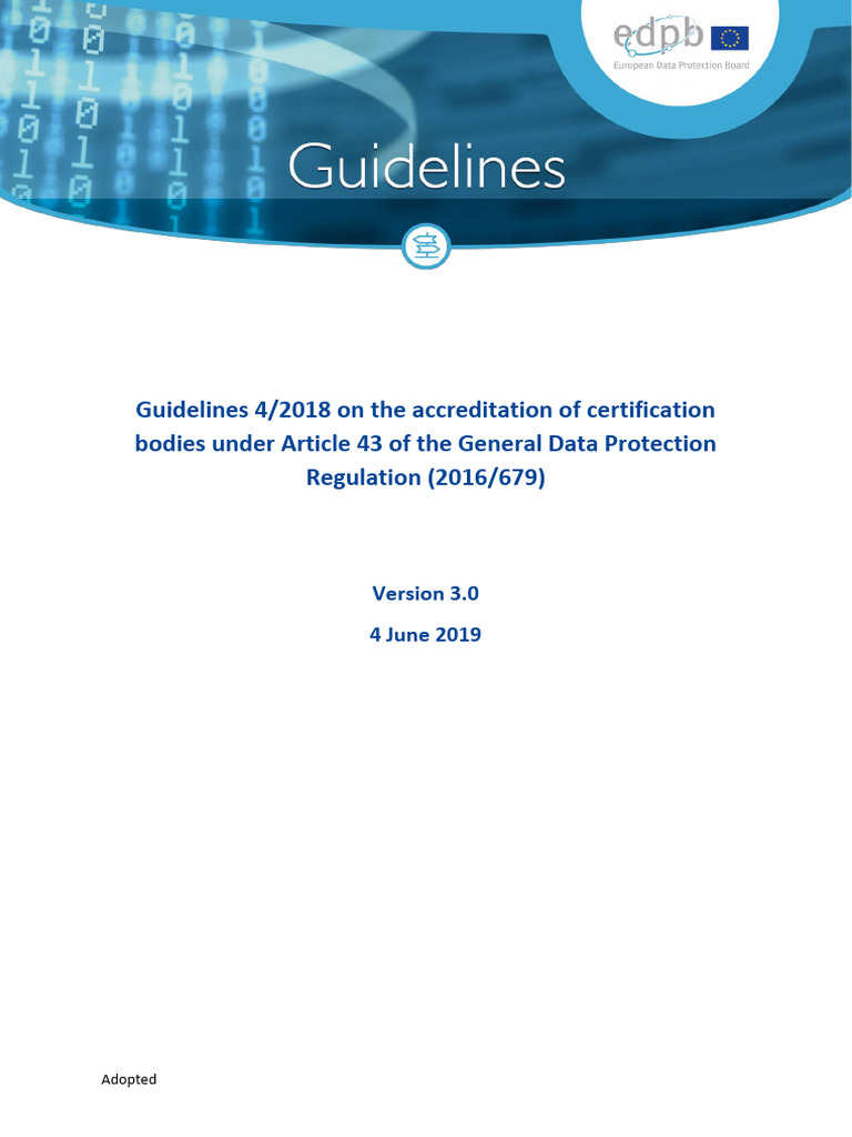 GDPR Certification Body Guidelines | PDF | Regulatory Compliance ...