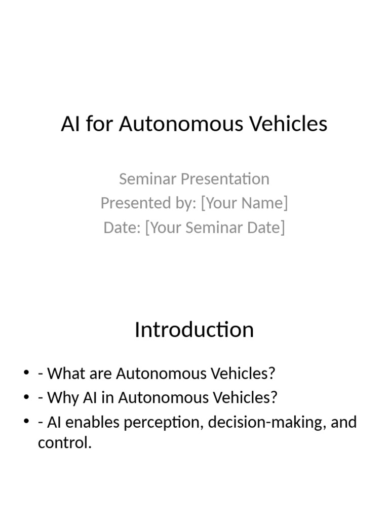 AI Innovations in Autonomous Vehicles | PDF
