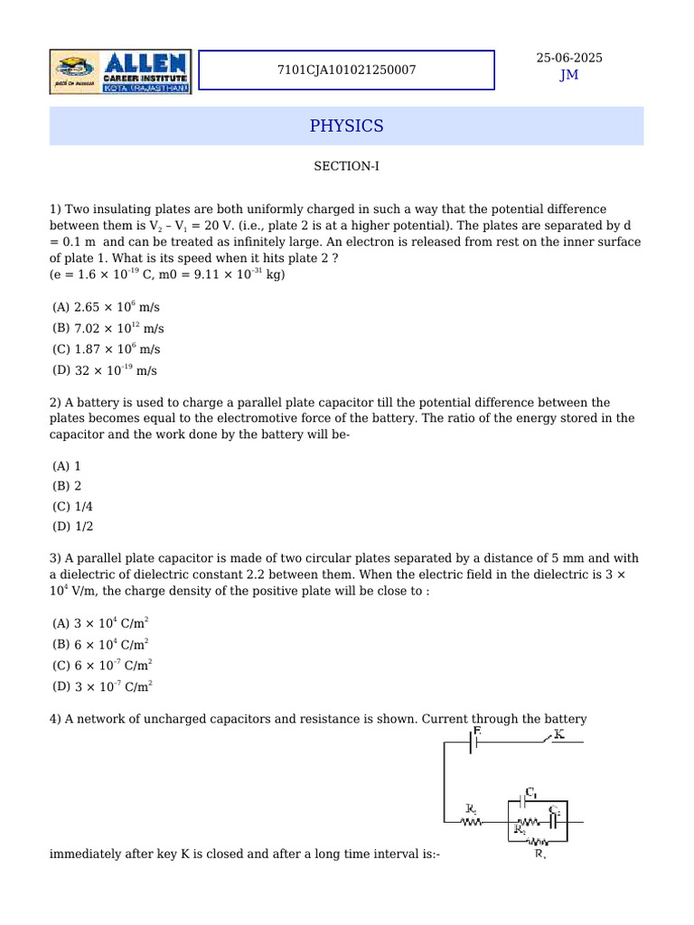 Solution | PDF | Capacitor | Physical Chemistry