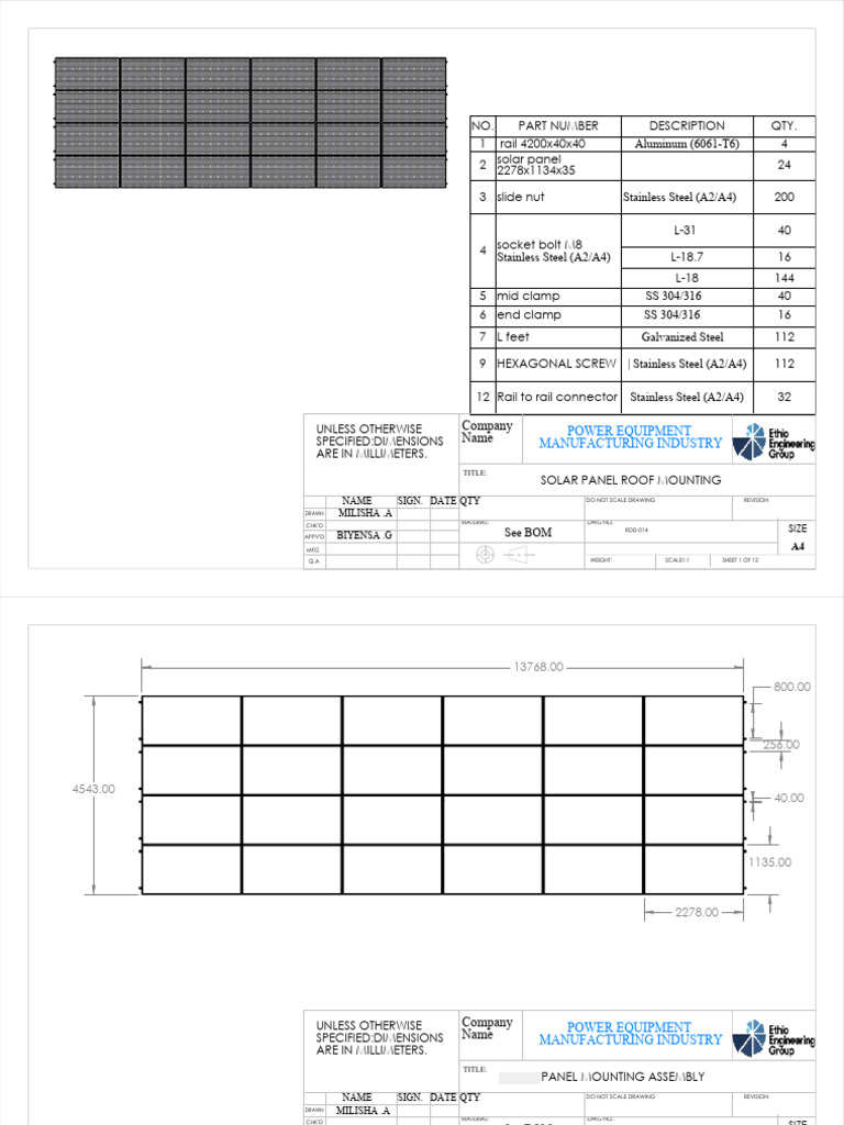 Solar Panel Mounting Structure Design | PDF | Screw | Electrical Connector