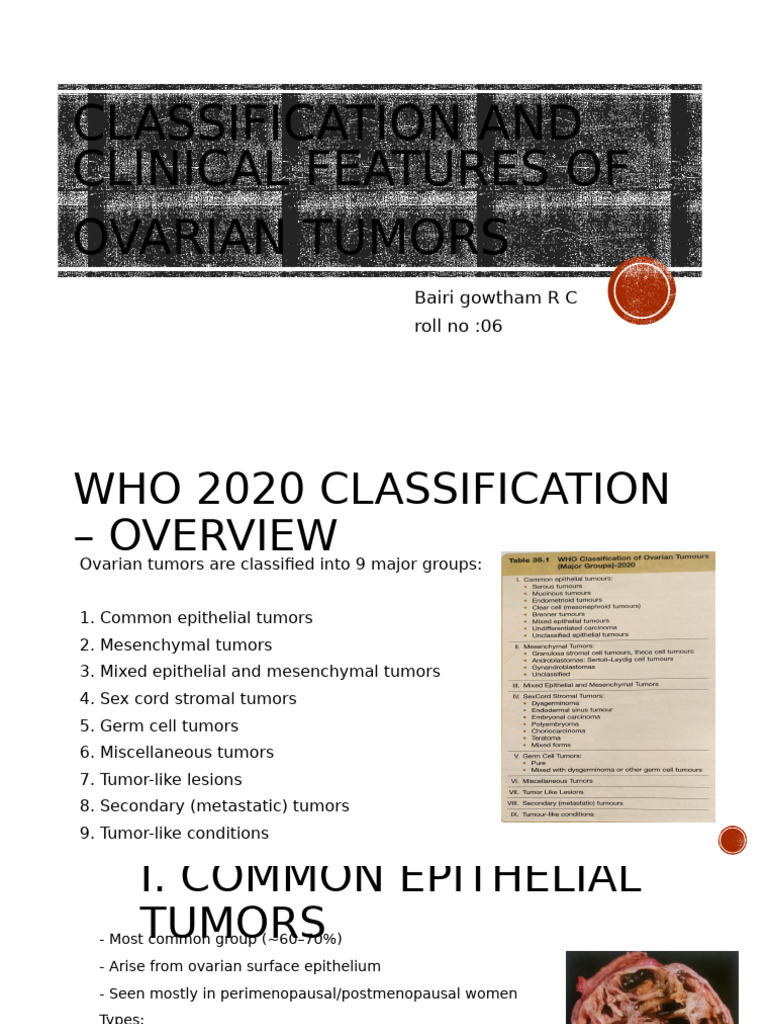Classification and Clinical Features 1 | PDF | Ovarian Cancer | Neoplasms