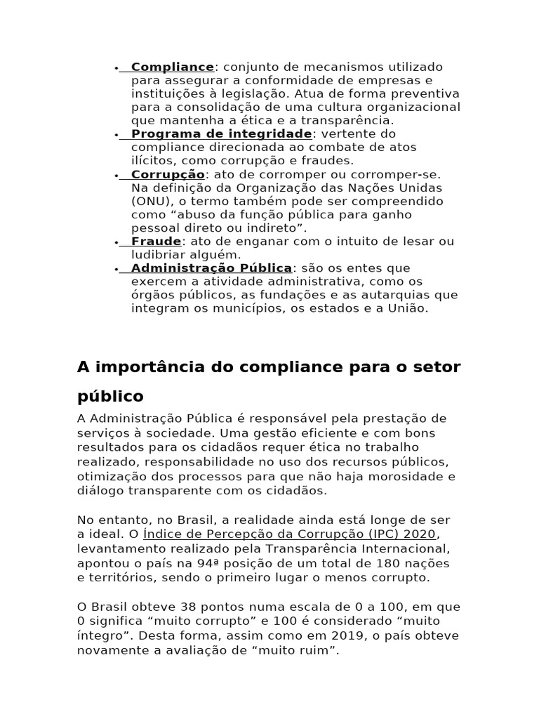 Importância do Compliance no Setor Público | PDF | Conformidade ...