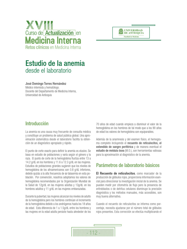 Diagnóstico de Anemia en Laboratorio | PDF | Anemia | Hematología
