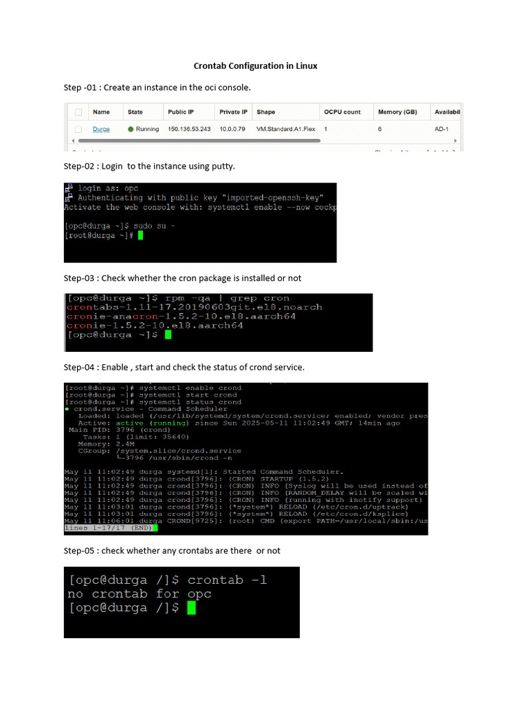 Configuring Crontab on Oracle Linux | PDF
