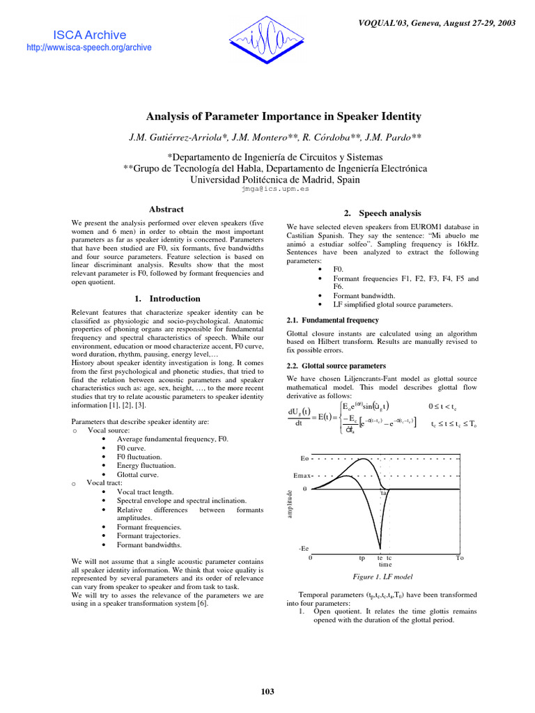 Speaker Identity Parameter Analysis | PDF | Applied Mathematics