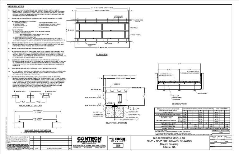 Contech Bridge For Stream Crossing - Preliminary Drawing | PDF