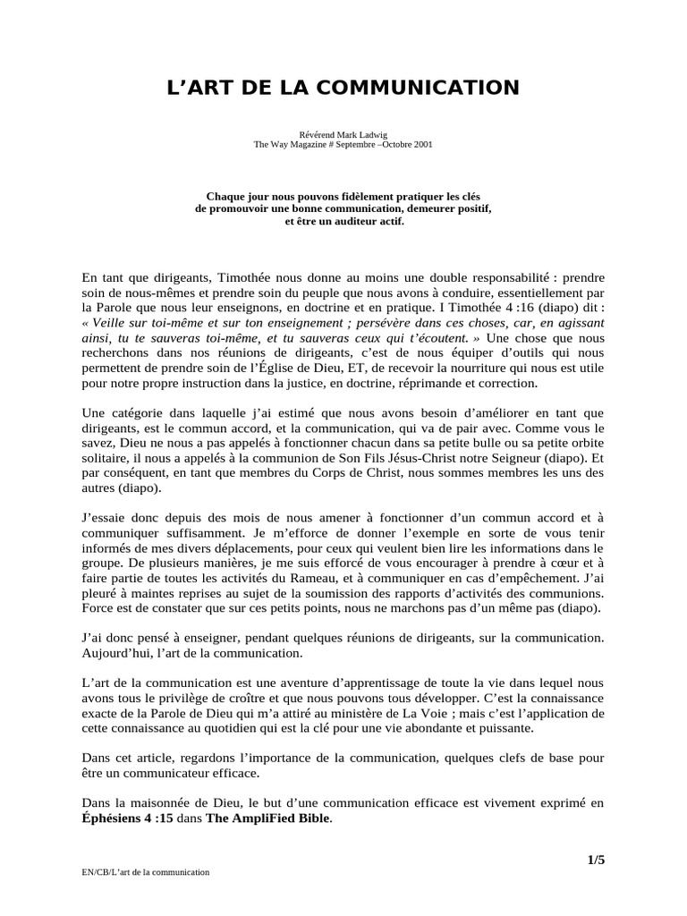 L'art de la communication efficace | PDF | la communication | Dieu