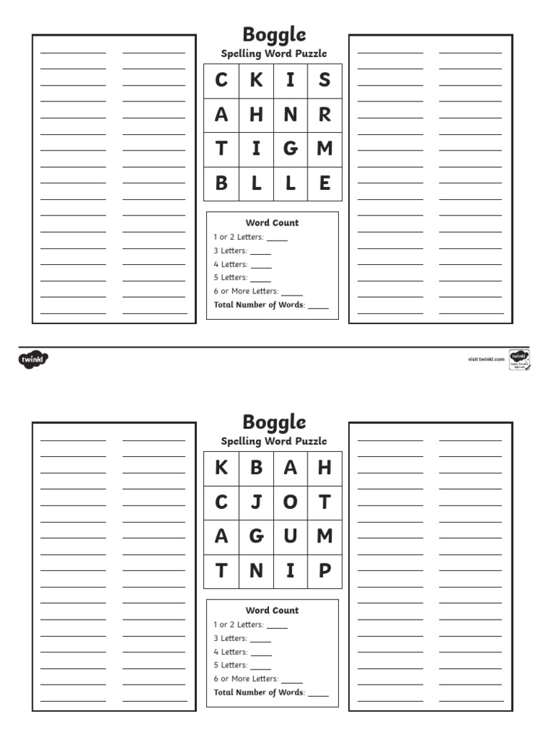 Boggle Word Puzzle Worksheets | PDF | Games Of Mental Skill | Puzzles