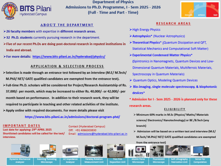 Physics BITS Poster PhDadmission Sem1 2025-2026 | PDF | Physics ...