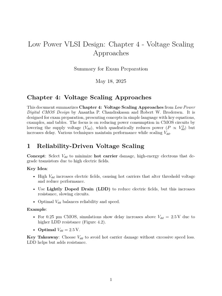 Voltage Scaling in Low Power VLSI Design | PDF | Cmos | Central ...