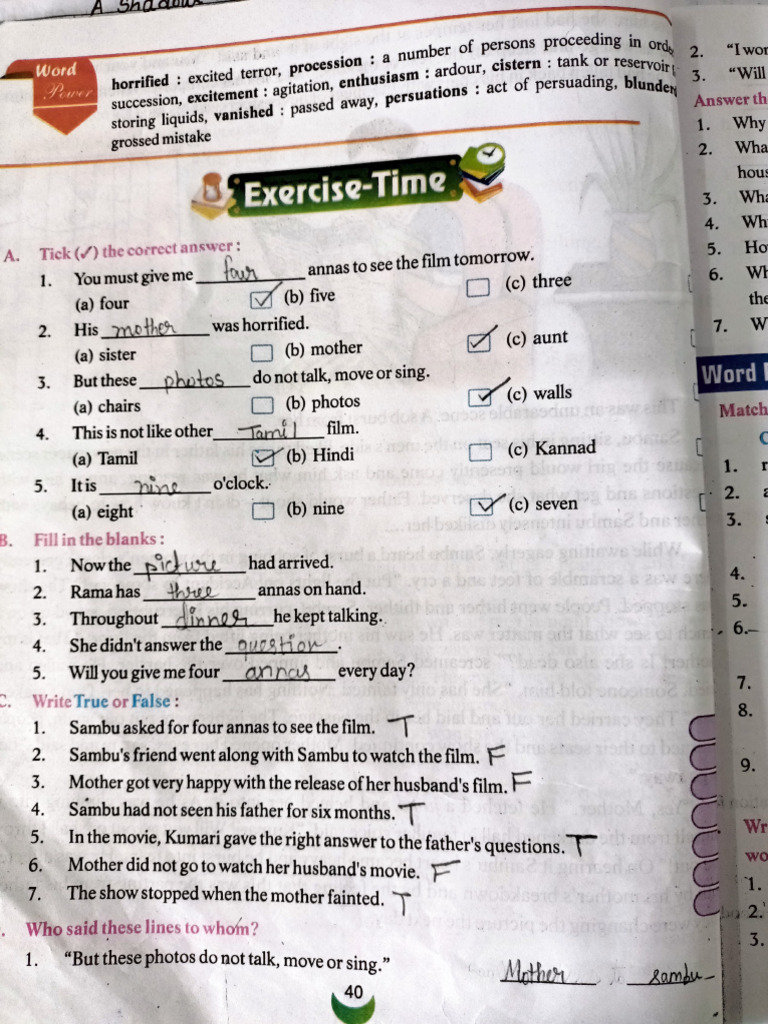 Answer Key for Word Exercises | PDF