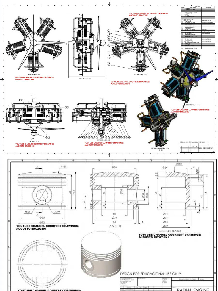 Radial Engine Assembly Drawings | PDF | Engine Technology | Propulsion
