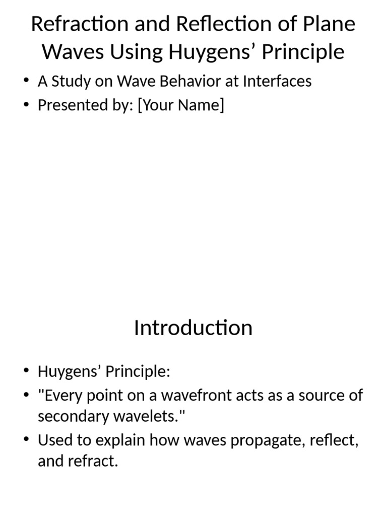 Huygens' Principle in Wave Behavior | PDF