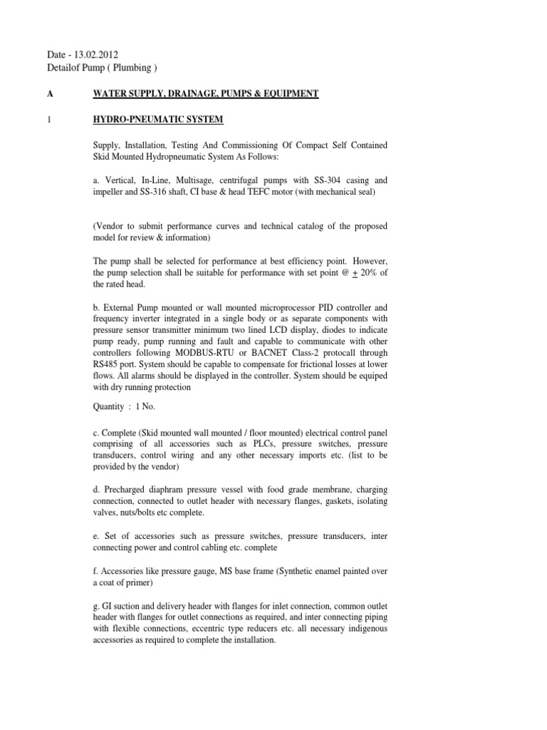 Pump Details for Hydropneumatic Systems | PDF | Pump | Valve