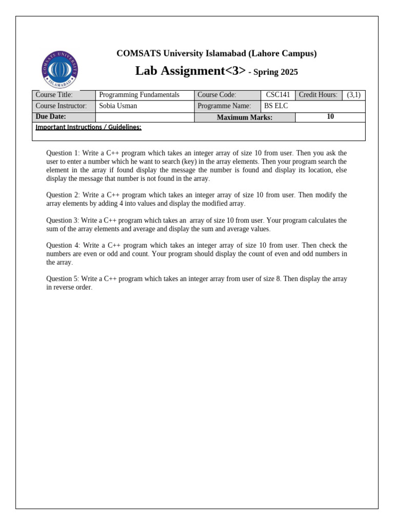 Lab Assignment No. 3 | PDF