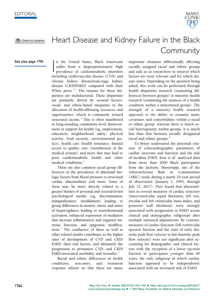 Heart Disease and Kidney Failure in The Black Comm | PDF | Chronic ...
