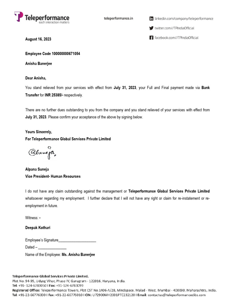 Employee's Signature | PDF