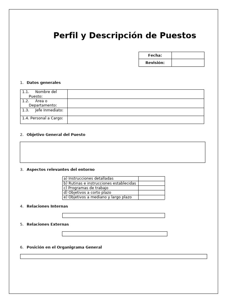 Perfil y Descripción de Puestos | PDF