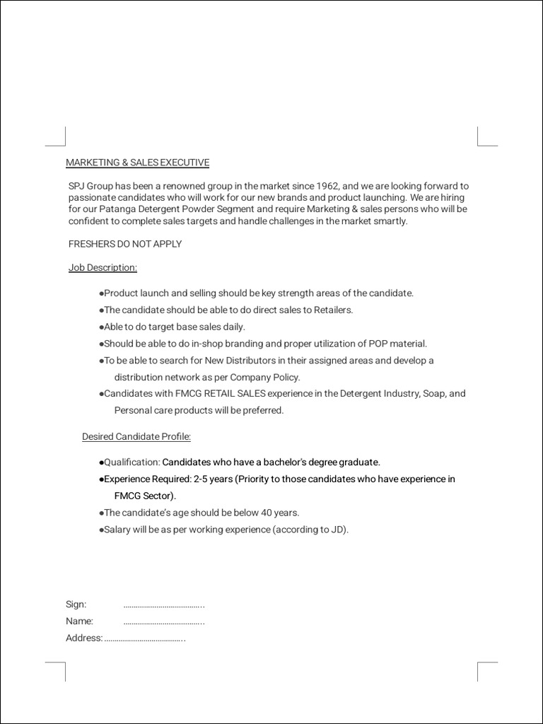Marketing & Sales Executive | PDF