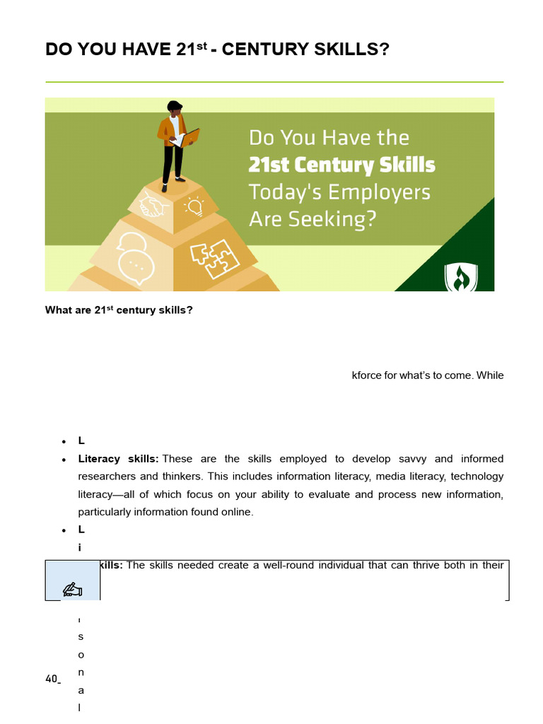 Essential 21st Century Skills for Careers | PDF | Employment | Critical ...