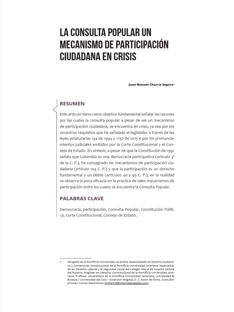 Crisis de la Consulta Popular en Colombia | PDF | Democracia ...