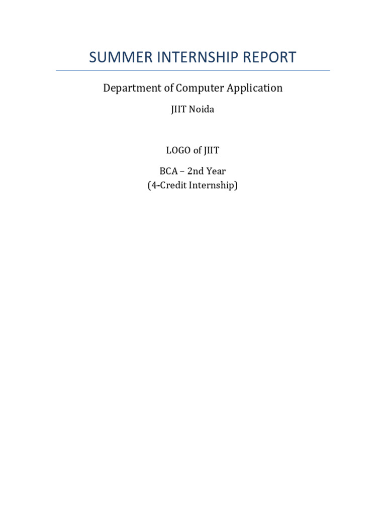 Summer Internship Report Template | PDF | Computing | Software Engineering