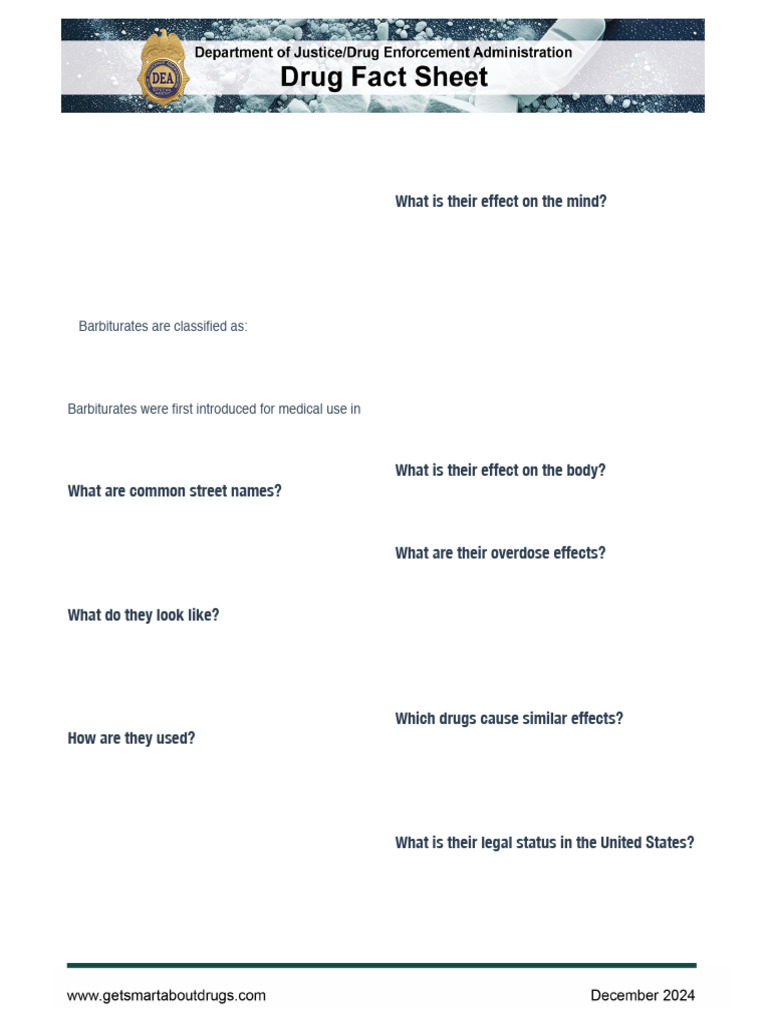Barbiturates Drug Fact Sheet | PDF | Psychoactive Drugs | Drugs
