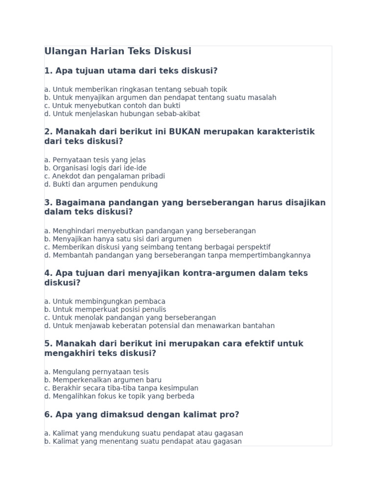 Panduan Teks Diskusi dan Argumen Pro-Kontra | PDF