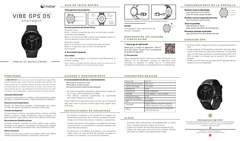 Vibe GPS 05 Manual | PDF | Reloj inteligente | Sistema de ...