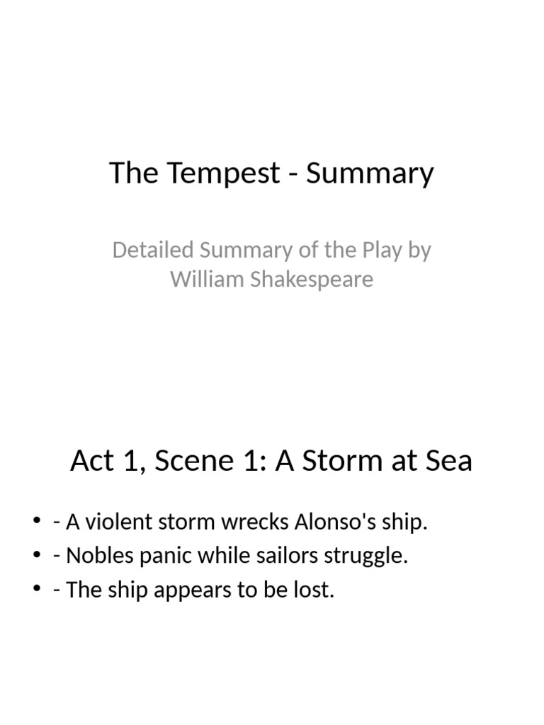 Summary of The Tempest by Shakespeare | PDF