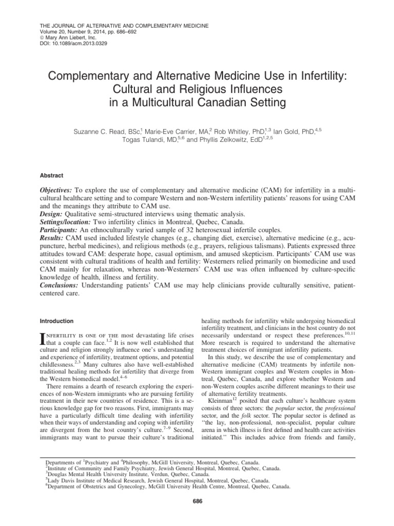 Complementary and Alternative Medicine Use in Infertility | PDF ...