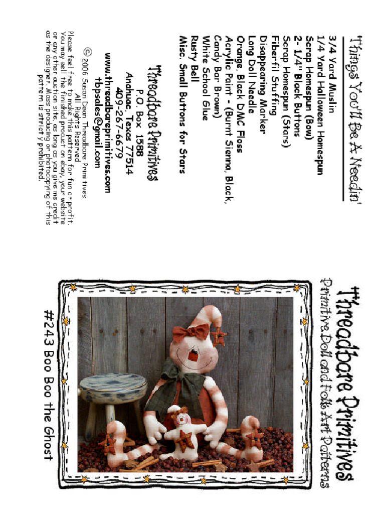 243 Boo Boo The Ghost E-Pattern | PDF | Sewing