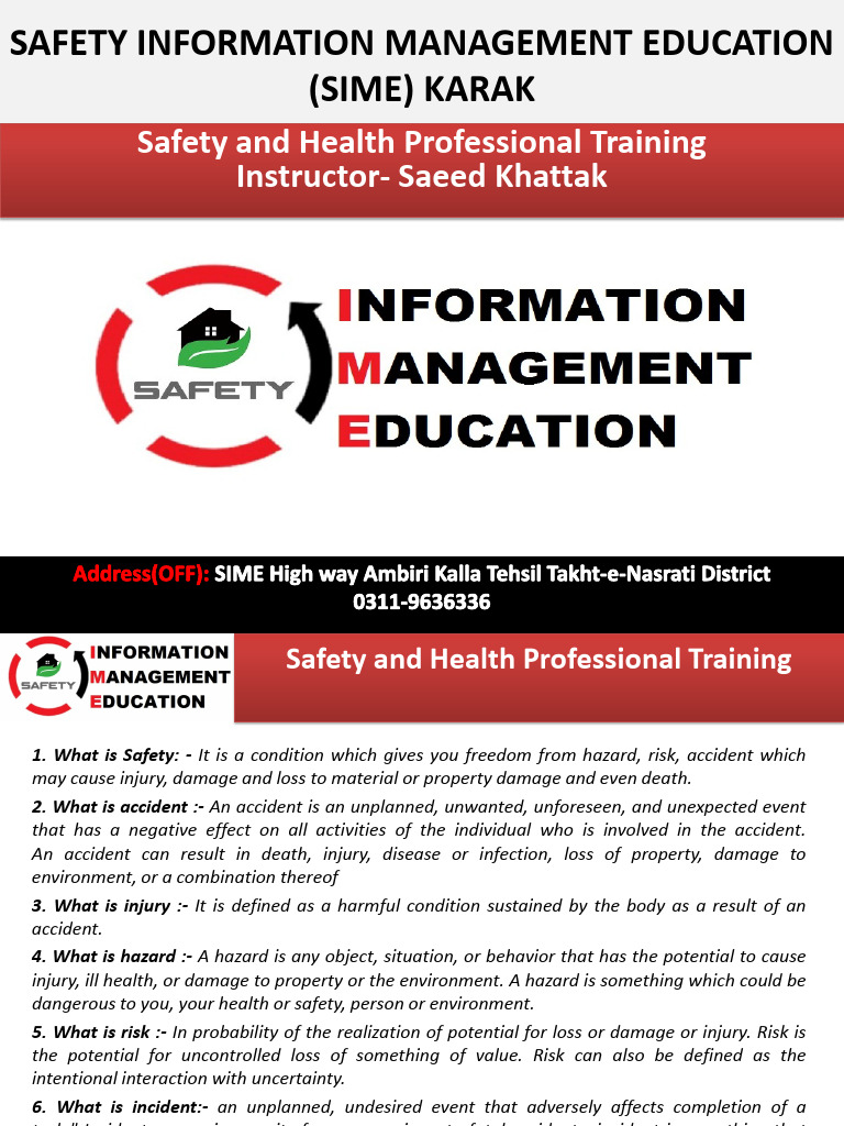 Safety Management Training Overview | PDF | Occupational Safety And ...