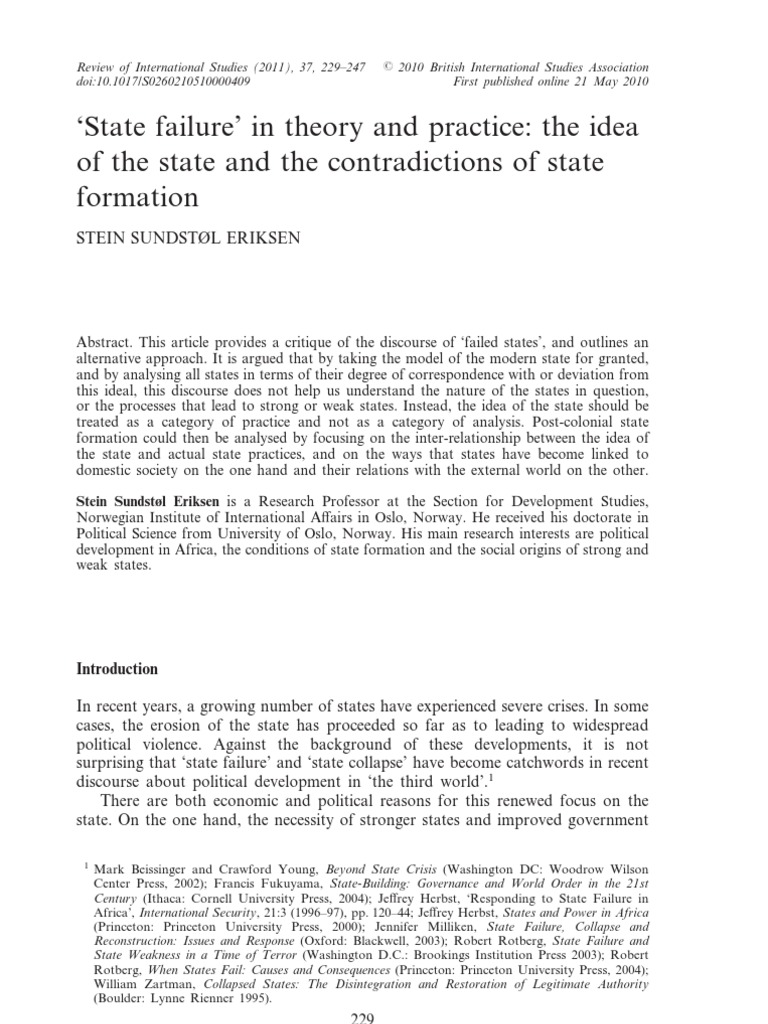 Understanding ‘Failed States’ And ‘State Failure’: – BGHUDW