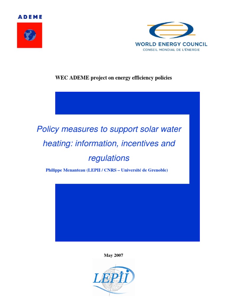 Policy Measures To Support Solar Water Heating Information, Incentives