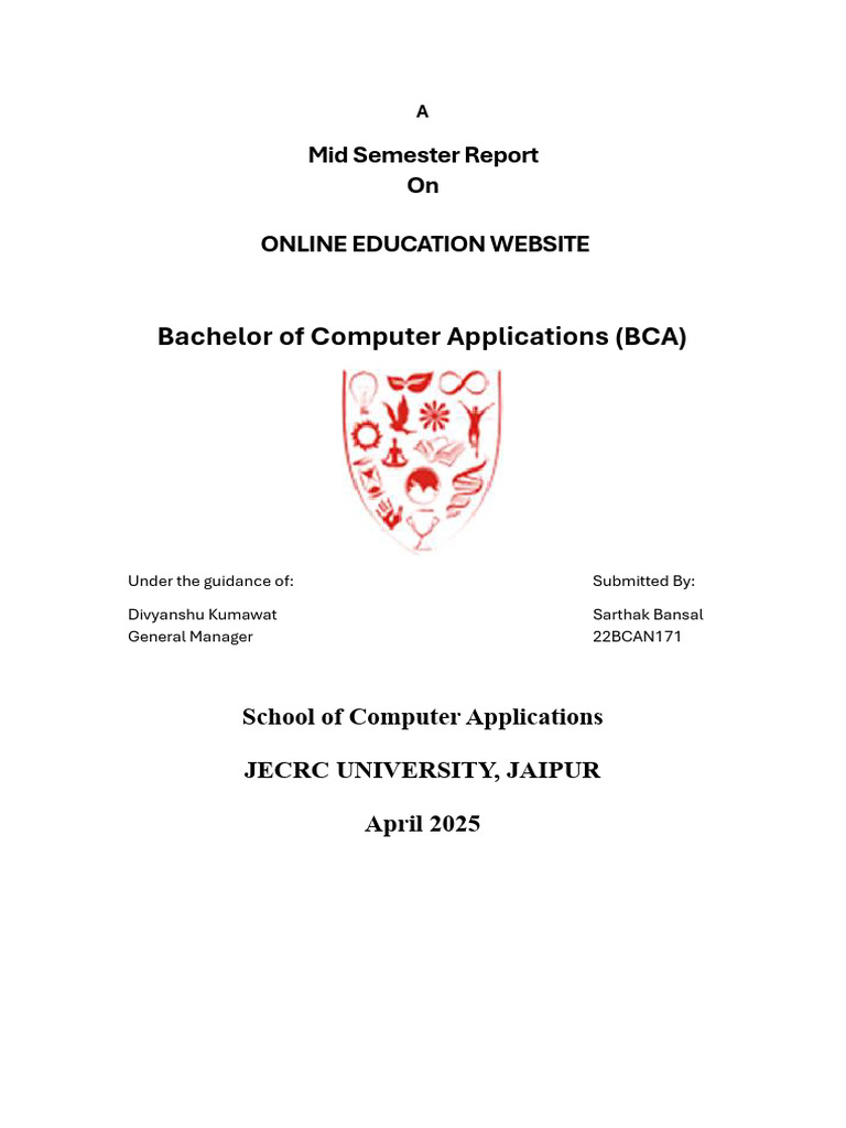 Mid Semester Report: Online Education Project | PDF | Web Development ...
