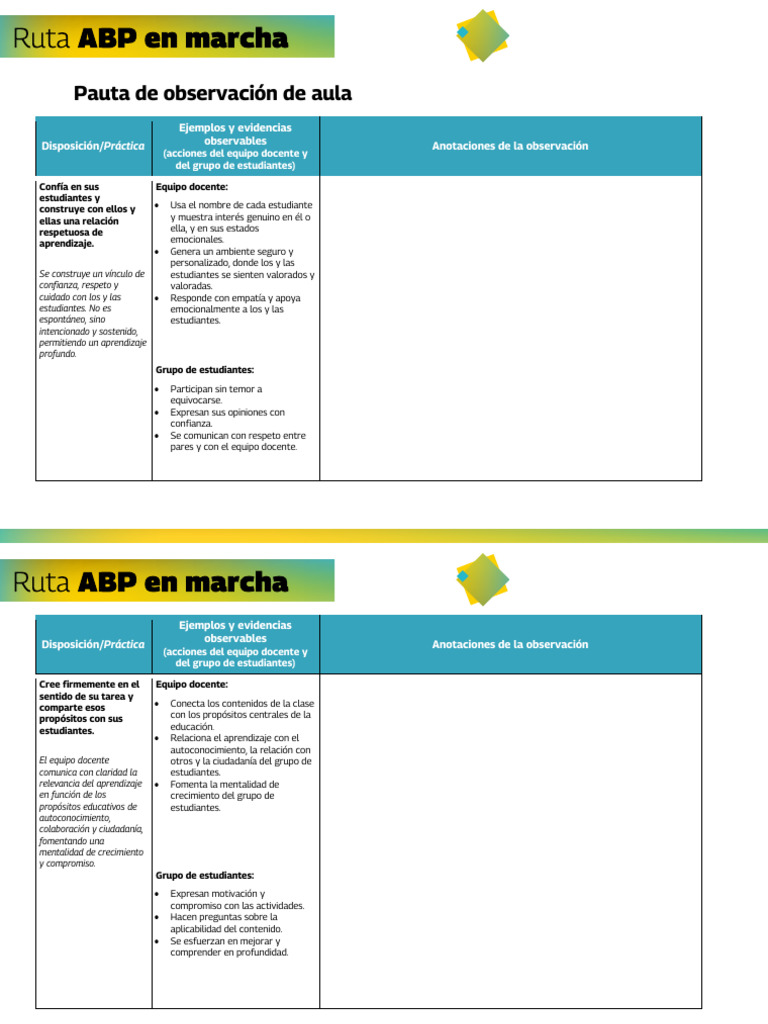 Pauta de Observación de Aula | PDF | Maestros | Aprendizaje