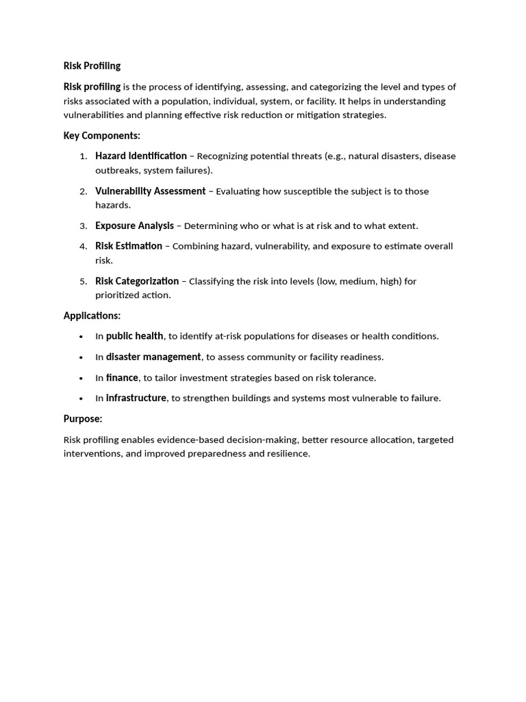 Understanding Risk Profiling Methods | PDF