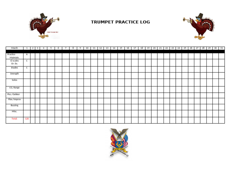 Trumpet Practice Log Template | PDF